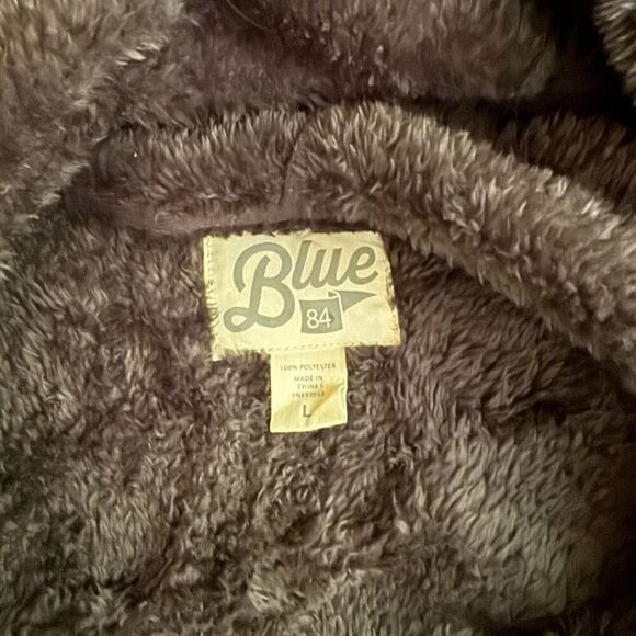 Blue 84 Fairfield Stags gray hooded teddy bear fleece 1/4 zip pullover L - Picture 7 of 10